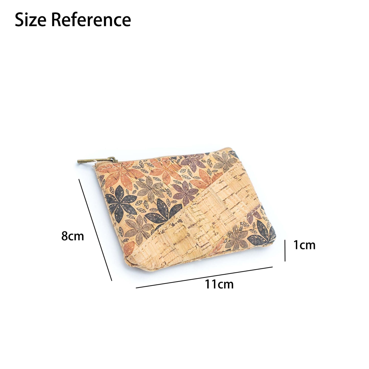 (10units）Printed Cork Coin Purse in Diagonal Floral Pattern BAGD-146