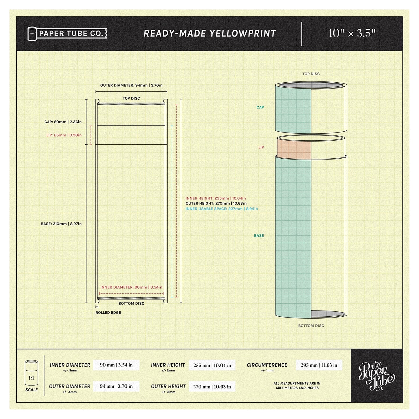 10" x 3.5" Paper Tube - Kraft