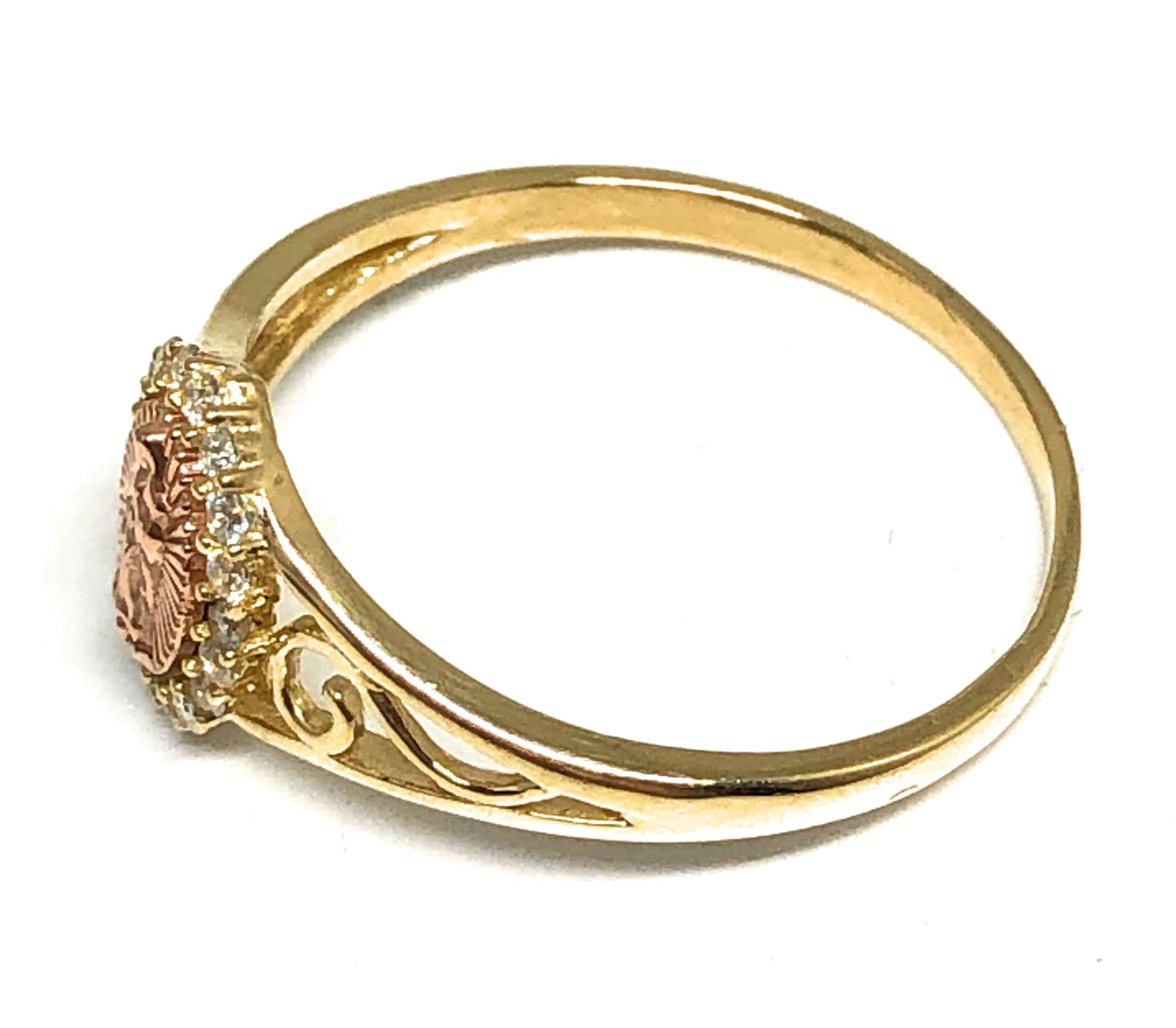 10k Solid Gold Yellow & Rose Gold Virrgin Mary CZ Ring